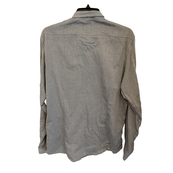 7 Diamonds Shirt Mens 2XL Gray Western Pearl Snap Long Sleeve Chambray Casual - Picture 5 of 8